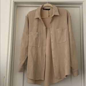 ZARA Cream Beige Corduroy Shacket